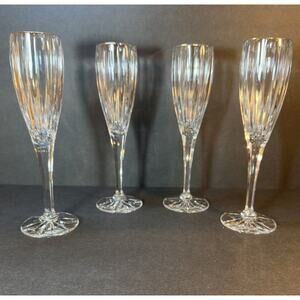 Mikasa Golden Tiara 9 1/8" Champagne Flutes (4) Gold Trim